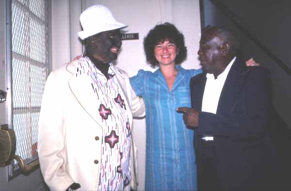 Juan "Bolito" Landa posing in "black face" with Olga Ganay-Aherne and a woman - Miami, Florida.
