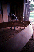 Bobby Shiver building an oyster skiff - Eastpoint, Florida