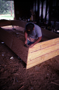 Bobby Shiver building an oyster skiff - Eastpoint, Florida