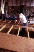Bobby Shiver building an oyster skiff - Eastpoint, Florida