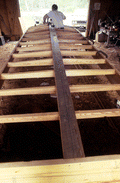 Bobby Shiver building the hull of an oyster skiff - Eastpoint, Florida