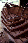 Bow of oyster skiff being built by Bobby Shiver - Eastpoint, Florida