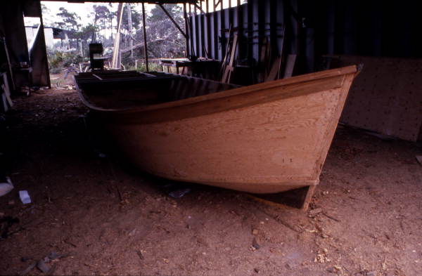 Bow of the skiff being built by Bobby Shiver, viewed from the starboard side - Eastpoint, Florida