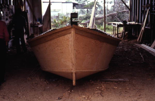 Bow of skiff being built by Bobby Shiver - Eastpoint, Florida