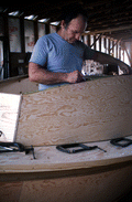 Bobby Shiver constructing an oyster skiff's cabin - Eastpoint, Florida