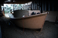 Bow of oyster skiff being built by Bobby Shiver - Eastpoint, Florida