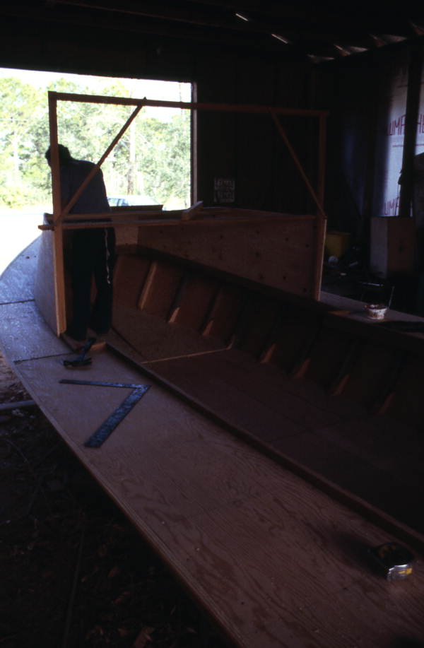 Cabin on oyster skiff being built by Bobby Shiver - Eastpoint, Florida
