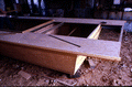 Close-up of rails at stern on skiff being built by Bobby Shiver - Eastpoint, Florida