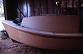 Bow of skiff being built by Bobby Shriver viewed from the port sode - Eastpoint, Florida