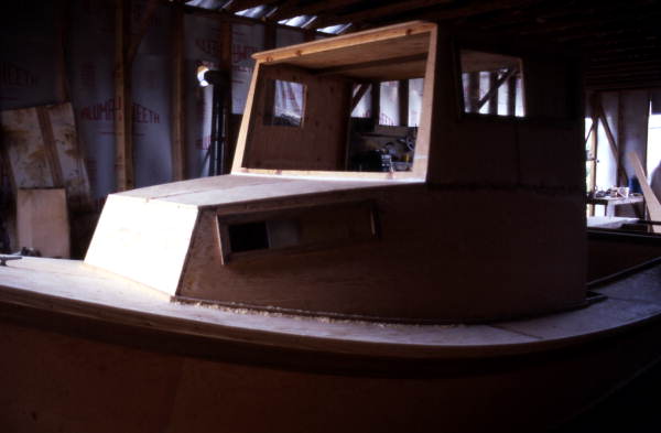 Cabin and cockpit of oyster skiff being built by Bobby Shiver - Eastpoint, Florida