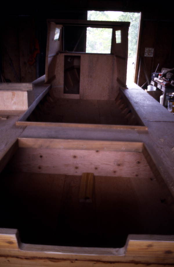 Interior of oyster skiff being built by Bobby Shiver - Eastpoint, Florida