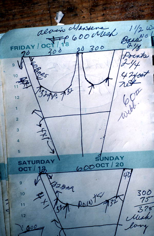 Net designs from Costa Buzier's notebook - Apalachicola, Florida