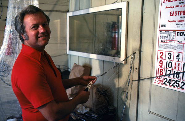 L. Scarabin making a cast net - Apalachicola, Florida