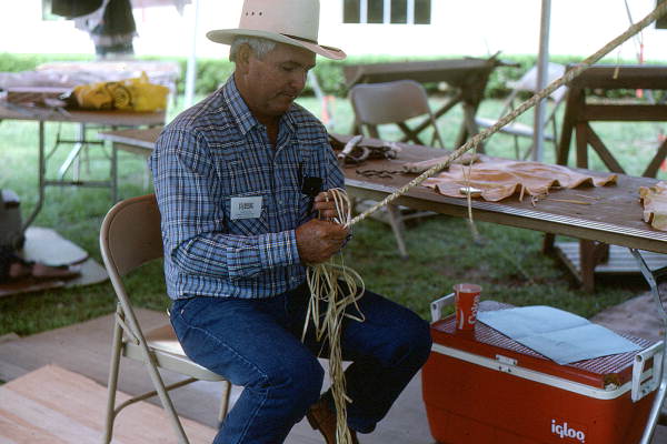 George Altman making a whip at the 1988 Florida Folk Festival - White Springs, Florida
