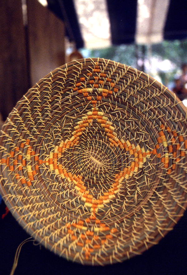 Pine needle basket on display at the 1988 Florida Folk Festival - White Springs, Florida