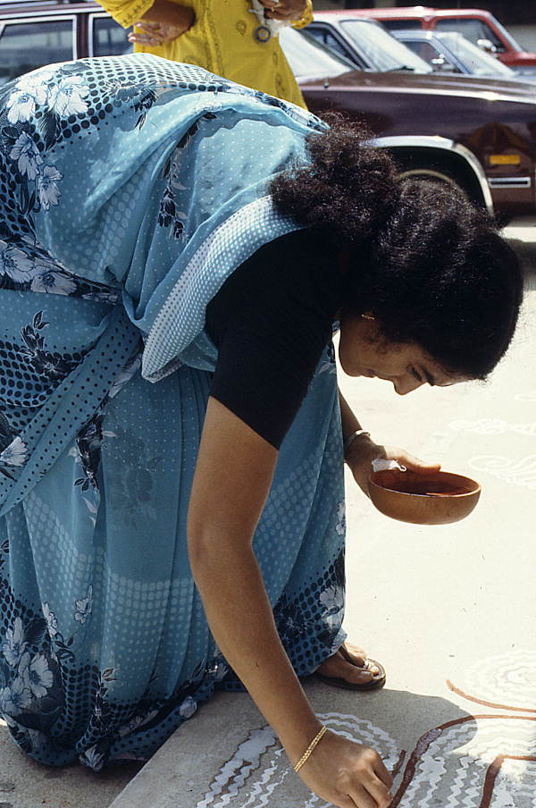Prema Kuman making Kolam art - Jacksonville, Florida