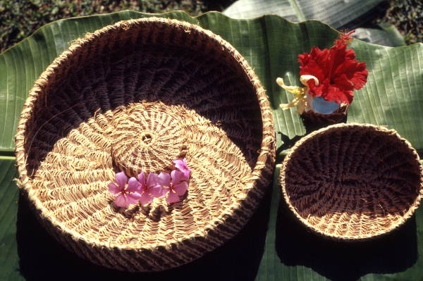 Pine needle baskets made by Helen Bishop - Orlando, Florida.