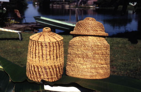 Pine needle baskets made by Helen Bishop - Orlando, Florida.