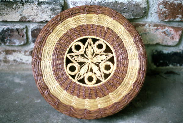 Pine needle basket made by Josephine Riecken - Orange County, Florida.