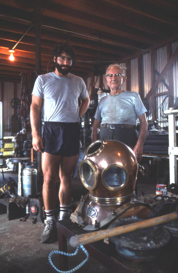 Nick Toth and Antonios Lerios in their helmet making workshop - Tarpon Springs, Florida