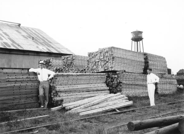 Pine cross-arms ready for treating.