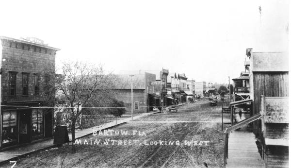 Main Street shortly after electric street lights were put in use - Bartow, Florida
