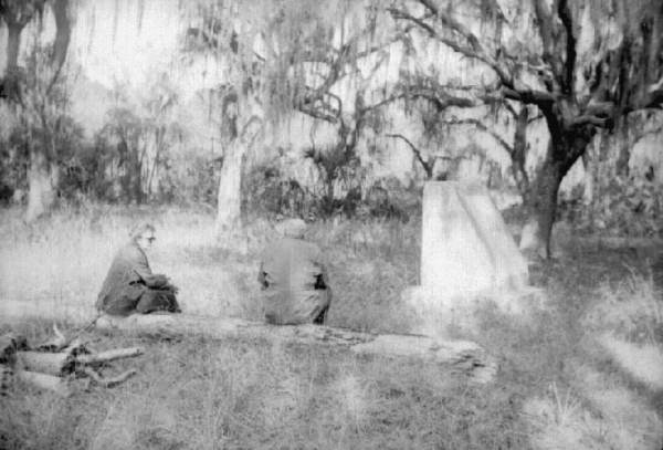 Louise Frisbie and Ed Brooks at site of Payne's Creek Indian uprising - Wauchula, Florida