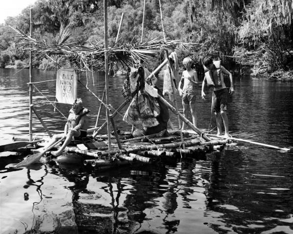 Close up view of a Boy Scout raft - Suwannee River, Florida