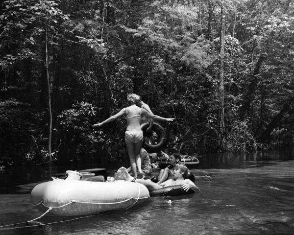 Visitors on floats at the spring - Columbia County, Florida