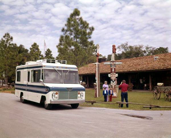 View of family at the Walt Disney World Resort with their camper - Orlando, Florida