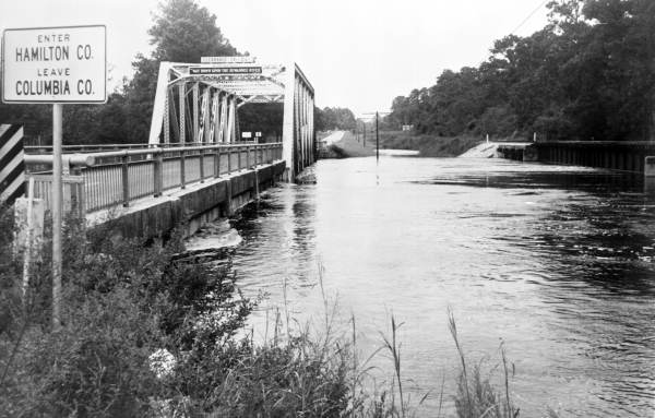 View showing bridge headed west across the Suwannee River at White Springs, Florida.