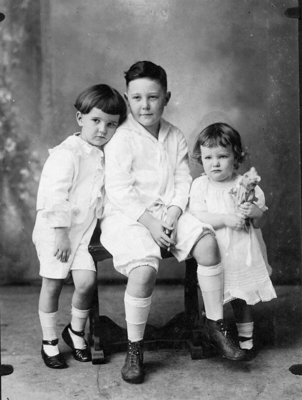 Billy Van Brunt, center, sitting with Lina Clifton Byrd and her brother Tom Byrd - Tallahassee, Florida.