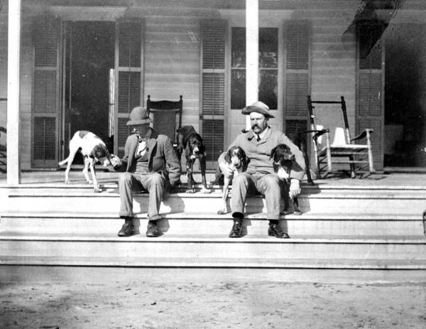 Charlie Quenard and Dr. Tennent Ronalds with hunting dogs - Leon County, Florida