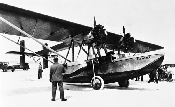 Amphibian airplane Sikorsky S-36 on beach - Daytona Beach, Florida