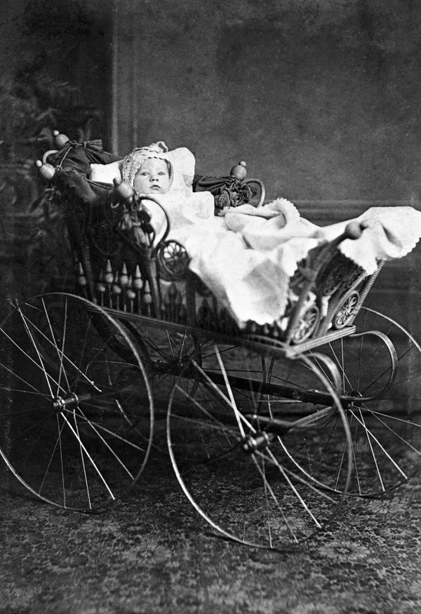 Harry Ethelburg Coverston in perambulator - Bushnell, Florida