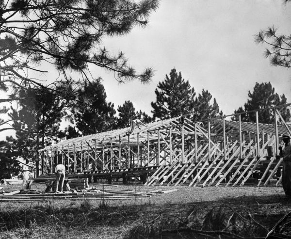 Construction of temporary barracks at the Cherry Lake Rural Rehabilitation Community - Cherry Lake, Florida