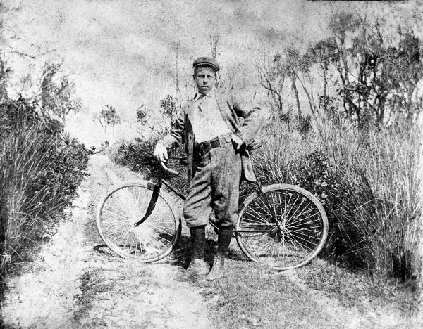 Laurance P. Allen and bicycle - Courtenay, Florida