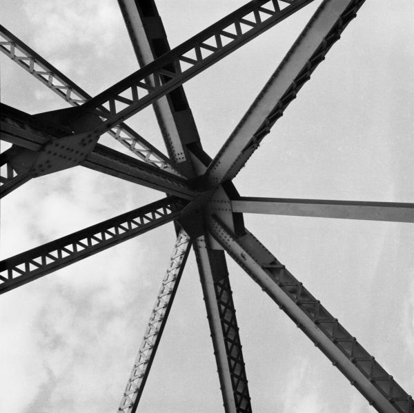 Looking up at the bracing of the Lake Monroe Bridge, over the Saint Johns River - border of Seminole and Volusia Counties