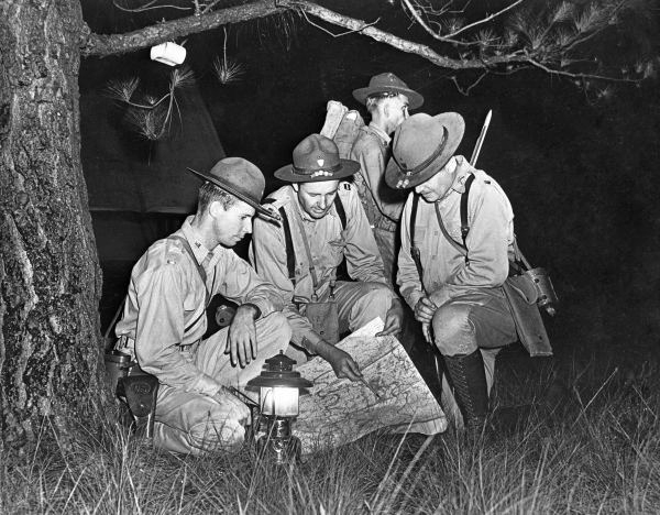 Florida National Guard 124th Infantry, Company A on night maneuvers - Miami, Florida