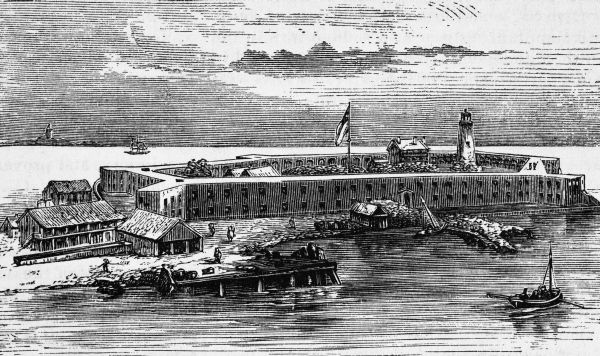 Etching of Fort Jefferson - Garden Key, Florida
