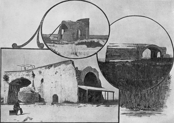 Three views of ruins of Fort McRee - Florida.