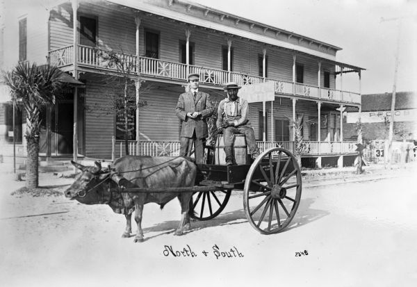 Ox cart in front of the Stetson House on Avenue A - Fort Pierce, Florida