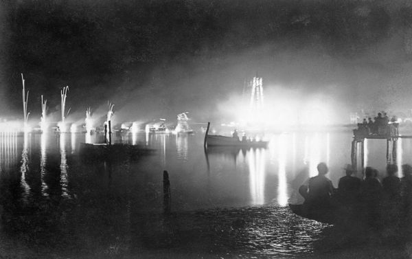 Boats in harbor for Gasparilla Carnival - Tampa, Florida