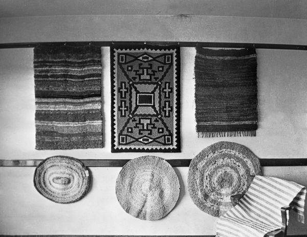 Rugs made by FERA workers of discarded materials such as silk hose, cotton, wool and silk rags - Broward County, Florida