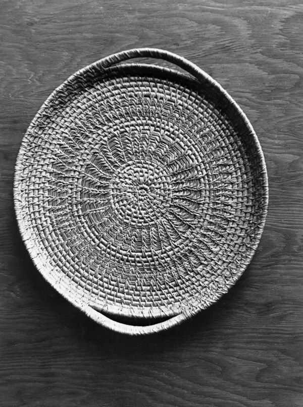Sandwich tray made by FERA workers of swamp grass and raffia