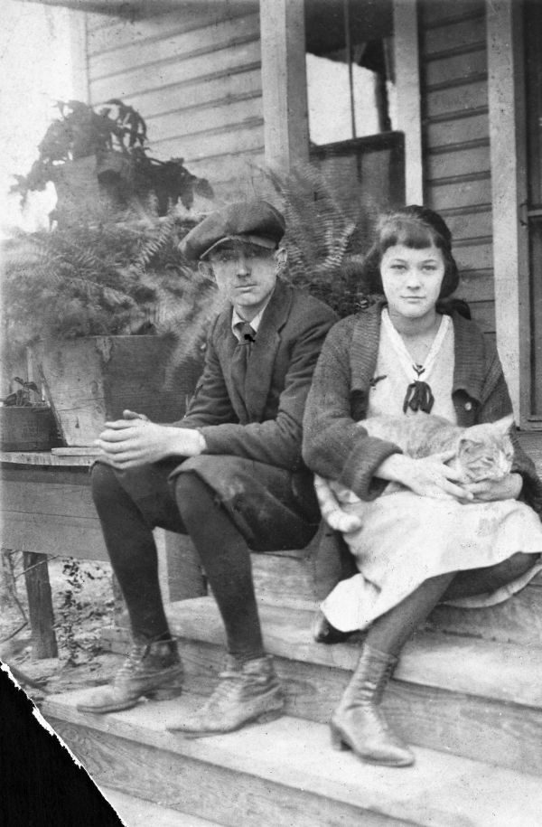Morris C. and Nan O. Edwards with cat.