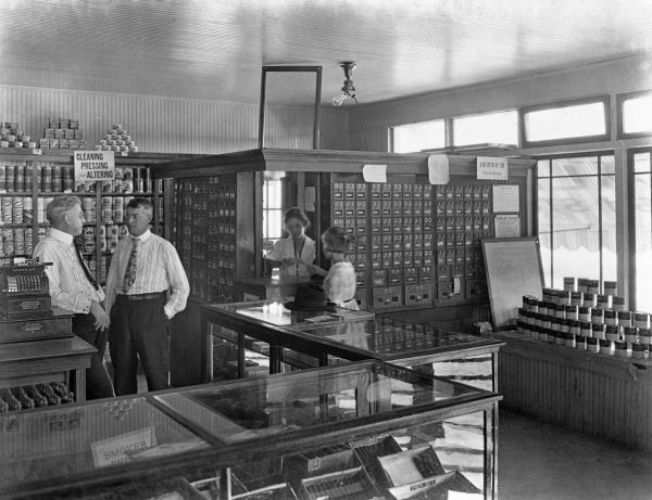 Interior of post office and store.