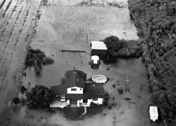 Aerial view of flooding in east Everglades