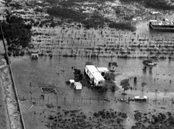 Dwelling flooded in the east Everglades