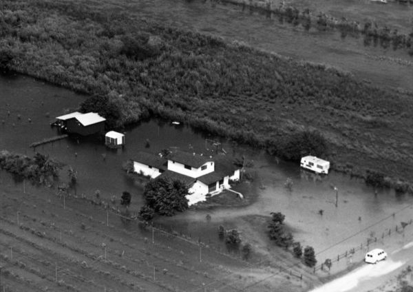 Flooding from the hurricane in the east Everglades